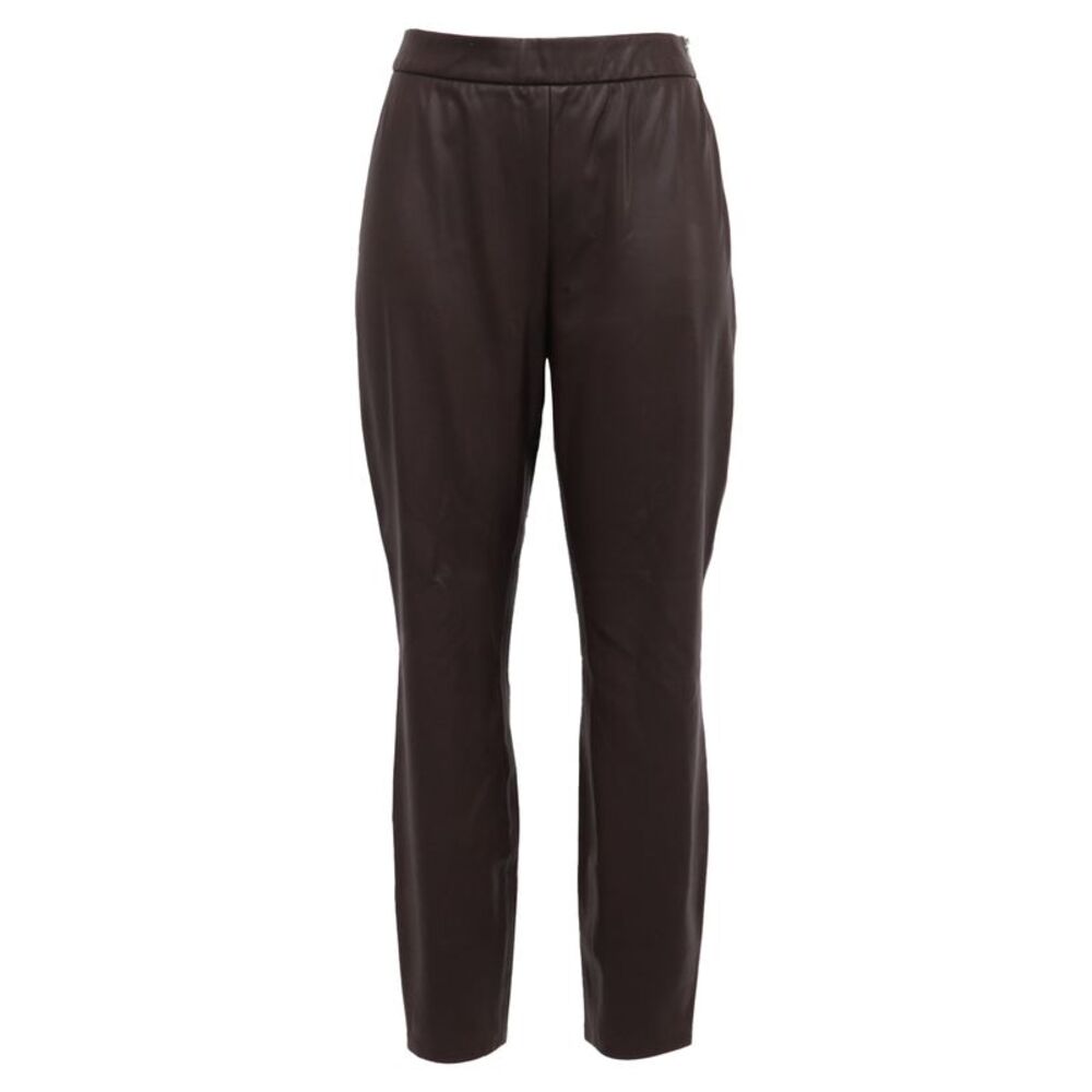 Boss Faux Leather Trousers in Brown Polyester